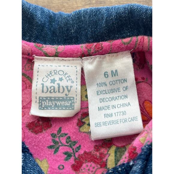 Cherokee Baby Play Wear 6 M Infant Girls Blue Jean Jumper Embroidery Kid Core - Picture 3 of 6